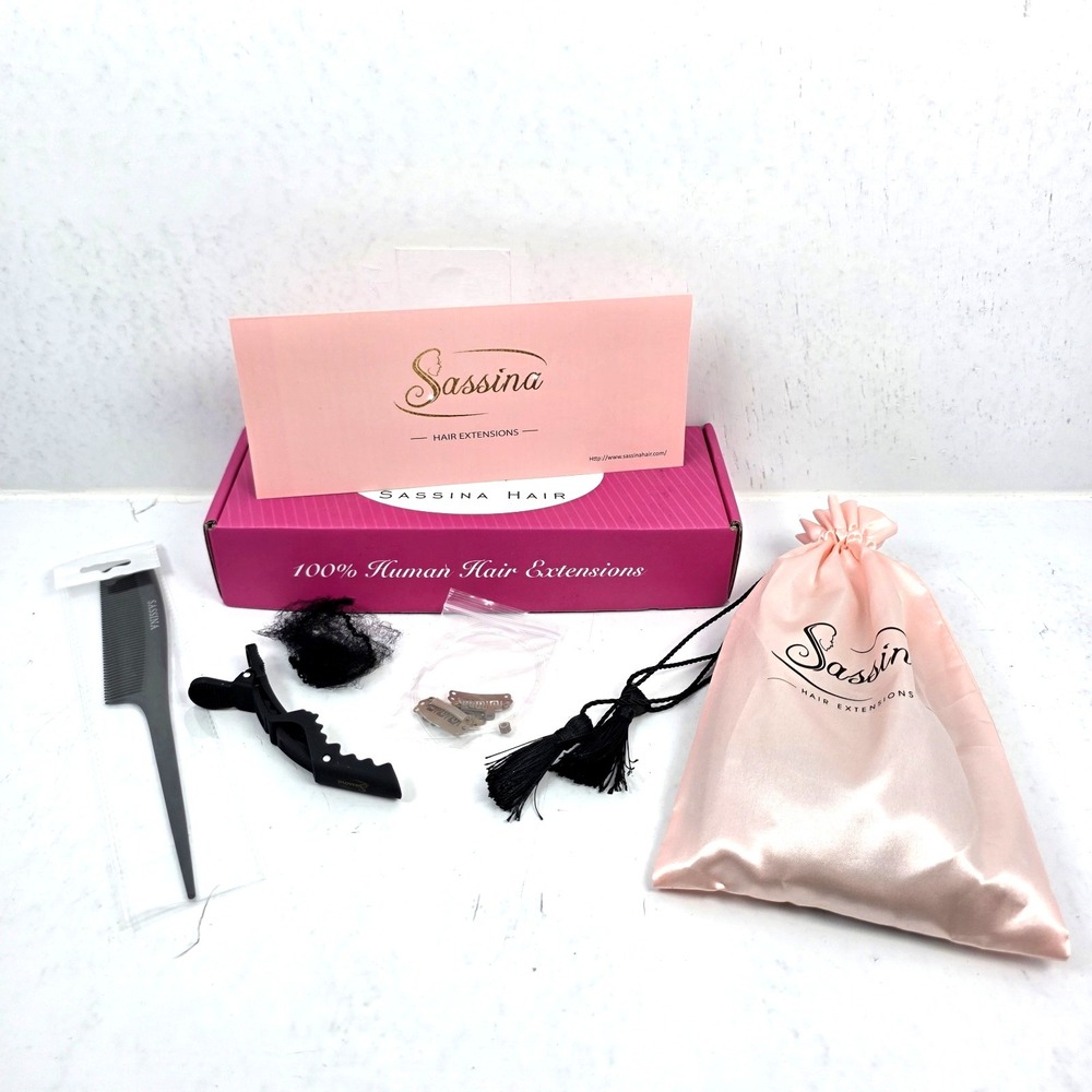 SASSINA Invisible Wire Hair Extensions Real Human Halo 27# 12" Honey Blonde NEW